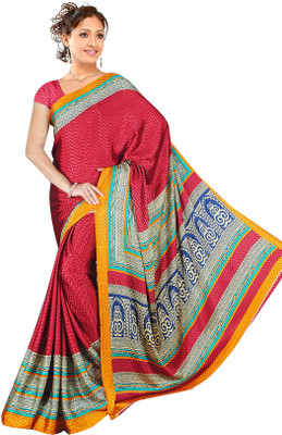 Khoobee Printed Fashion Crepe Saree(Red)