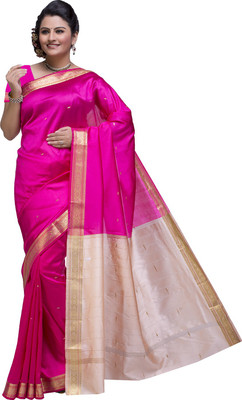 

Ishin Solid Fashion Poly Silk Saree(Pink)