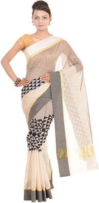 

Kdc Sarees Embroidered Banarasi Handloom Cotton Saree(Black)