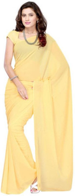 

Surupta Solid Daily Wear Chiffon Saree(Yellow), Light yellow