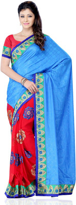 

JTInternational Self Design, Solid Fashion Jacquard, Georgette Saree(Blue)
