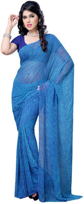 

JTInternational Striped Daily Wear Handloom Georgette Saree(Dark Blue, Light Blue)
