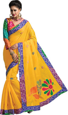 

Shelina Embroidered Fashion Cotton Saree(Yellow)