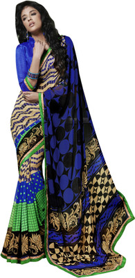 

Khoobee Self Design, Printed Fashion Georgette Saree(Dark Blue, Multicolor)