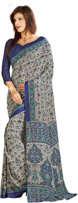 

Khushali Printed Fashion Crepe Saree(Beige, Blue)
