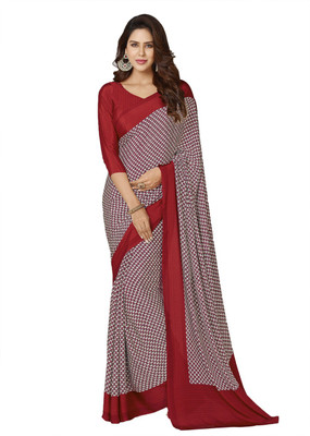 

Ligalz Printed Daily Wear Crepe Saree(Beige, Red)