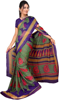 

Jiya Self Design, Printed Fashion Chiffon Saree(Purple, Multicolor), Multicolor;purple