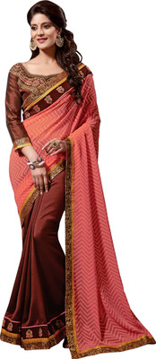 

Jiya Self Design Fashion Chiffon Saree(Brown, Multicolor)