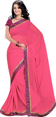 

Jiya Self Design, Embellished Fashion Georgette Saree(Pink)