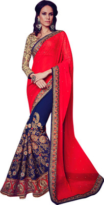 

Brijraj Embroidered Fashion Georgette Saree(Blue, Pink)