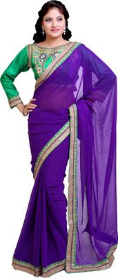 

Ishin Embellished Fashion Georgette Saree(Purple)
