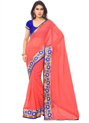 

Suvastram Solid Fashion Georgette Saree(Pink)