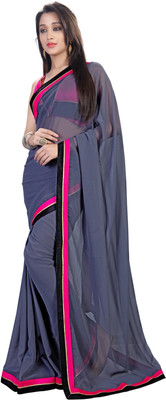 

Khoobee Self Design Fashion Georgette Saree(Grey, Pink)