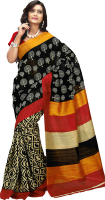 

JTInternational Printed Bhagalpuri Silk Saree(Multicolor)