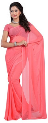 

Surupta Solid Daily Wear Chiffon Saree(Pink), Darkest pink