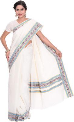 

Darps Self Design Balarampuram Cotton Saree(Multicolor), Cream