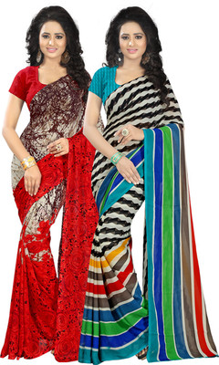 

Heena Printed Fashion Georgette Saree(Pack of 2, Multicolor)