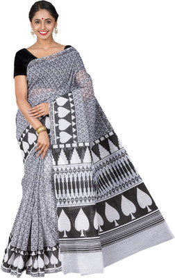 

Pavechas Printed Gadwal Cotton Saree(Grey)