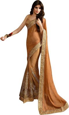 

Brijraj Embroidered Fashion Net, Georgette, Jacquard Saree(Beige)