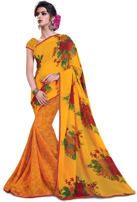 

RIDHAM SAREES Floral Print Daily Wear Georgette Saree(Multicolor)