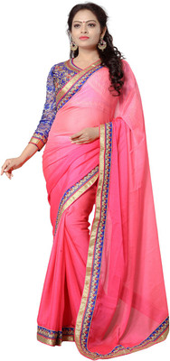 

Ishin Embroidered Banarasi Pure Silk, Raw Silk, Tissue Silk Saree(Pink)