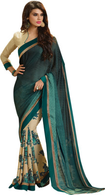 

Parisha Printed Fashion Crepe, Chiffon Saree(Green, Beige), Beige;green