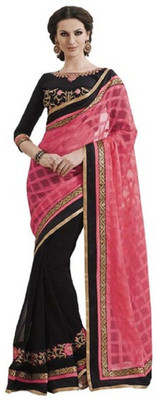 

Aksh Fashion Embroidered Fashion Georgette Saree(Pink)