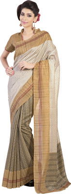 

Ewows Printed Bhagalpuri Art Silk Saree(White)