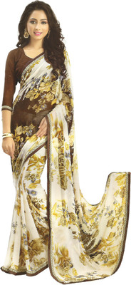 

PSHOPEE Printed Fashion Chiffon Saree(Brown)