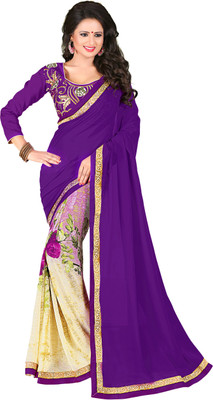 

Jiya Self Design, Embroidered Fashion Georgette Saree(Beige, Purple, Multicolor), Beige;multicolor;purple