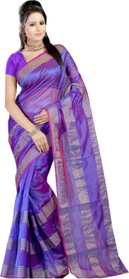 

Sanju Sarees Solid Fashion Silk Saree(Blue)