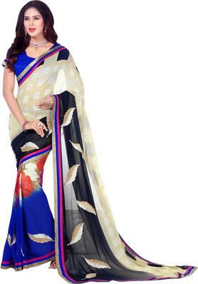 

Saara Embroidered Fashion Georgette Saree(Yellow, Blue), Light yellow & blue