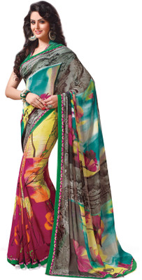 

RIDHAM SAREES Floral Print Daily Wear Georgette Saree(Multicolor)