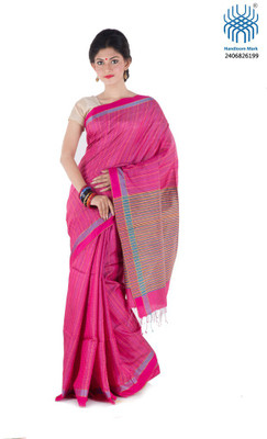 

Tantuja Woven Tangail Handloom Cotton Saree(Pink), Dark pink