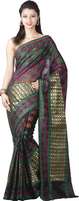 

Chandrakala Paisley Banarasi Cotton Saree(Black)