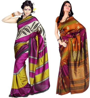 

Sunaina Printed Daily Wear Art Silk Saree(Pack of 2, Multicolor)