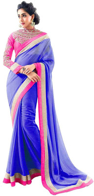 Dancing Girl Embroidered Bollywood Georgette Saree(Blue) available at flipkart for Rs.490