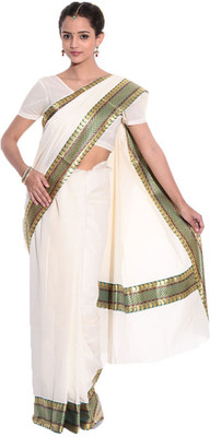 

Darps Self Design Balarampuram Cotton Saree(Multicolor), Cream