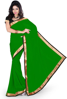 

Indian Wear Online Plain Fashion Georgette Saree(Green)