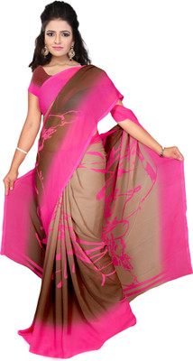 

Khoobee Self Design, Printed Fashion Georgette Saree(Pink, Brown), Brown;pink