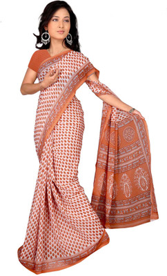 

Khoobee Self Design, Printed Fashion Georgette Saree(Orange)
