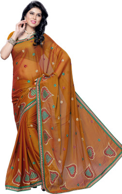 

Mimosa Woven Fashion Handloom Chiffon Saree(Mustard)