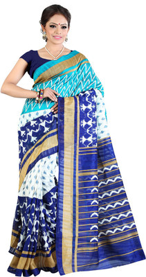 

Parisha Printed Daily Wear Art Silk Saree(White, Blue)