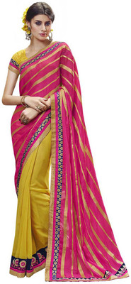 

Desi Butik Self Design Fashion Jacquard, Georgette Saree(Pink, Yellow)