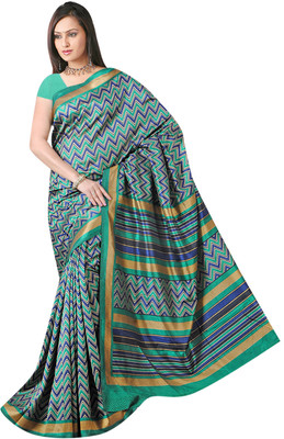 

Khoobee Self Design, Printed Fashion Chiffon Saree(Green, Blue), Blue;rama