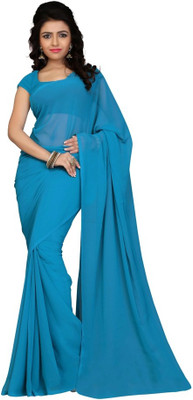 

Surupta Plain Fashion Georgette Saree(Blue), Ming blue