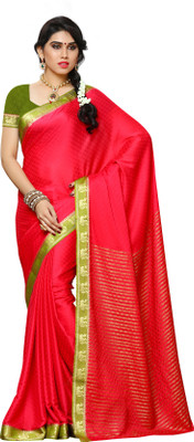 MIMOSA Solid Kanjivaram Poly Crepe Saree(Red)