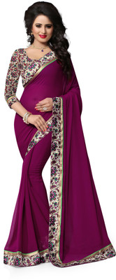 

Indianbeauty Solid, Printed Bollywood Chiffon Saree(Purple)