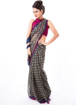 

Cenizas Printed Fashion Chiffon Saree(Black)