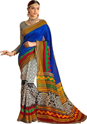 

Jiya Self Design, Printed Fashion Art Silk Saree(Multicolor), Black;cream;multi